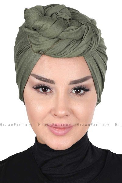 Sigrid - Khaki Baumwolle Hijab - Ayse Turban