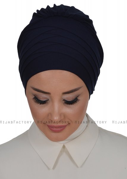 Monica - Navy Blau Baumwolle Turban - Ayse Turban