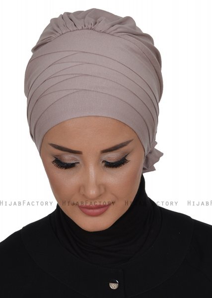 Monica - Taupe Baumwolle Turban - Ayse Turban