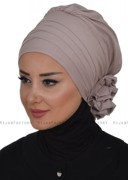 Monica - Taupe Baumwolle Turban - Ayse Turban