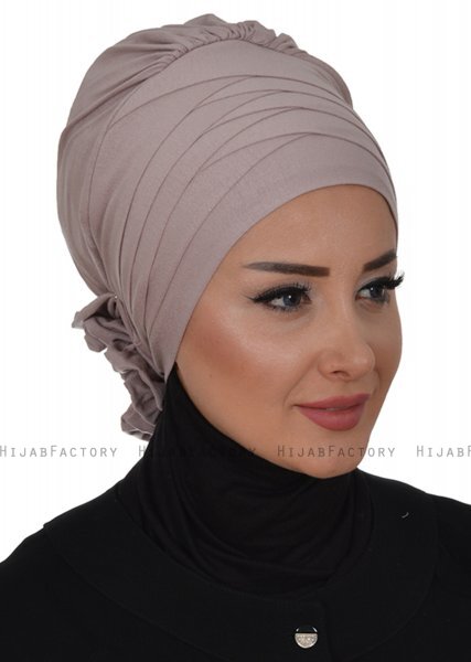 Monica - Taupe Baumwolle Turban - Ayse Turban