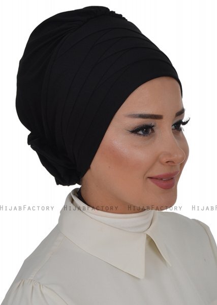 Monica - Schwarz Baumwolle Turban - Ayse Turban