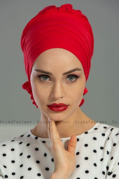 Monica - Rot Baumwolle Turban - Ayse Turban