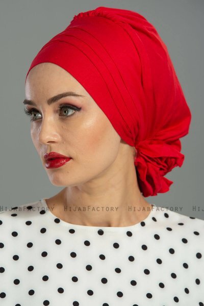 Monica - Rot Baumwolle Turban - Ayse Turban