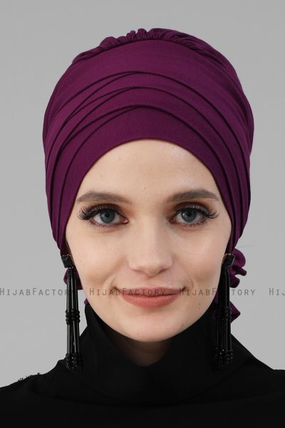 Monica - Lila Baumwolle Turban - Ayse Turban