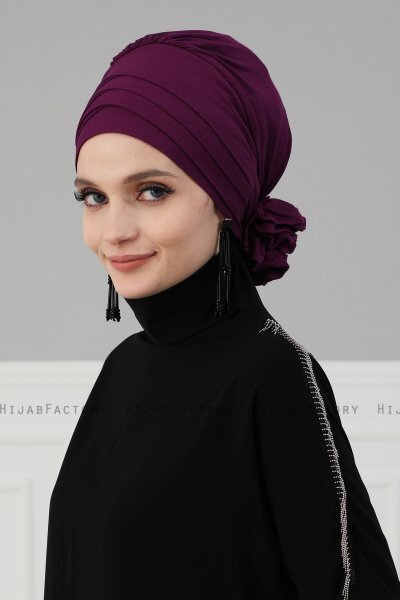Monica - Lila Baumwolle Turban - Ayse Turban
