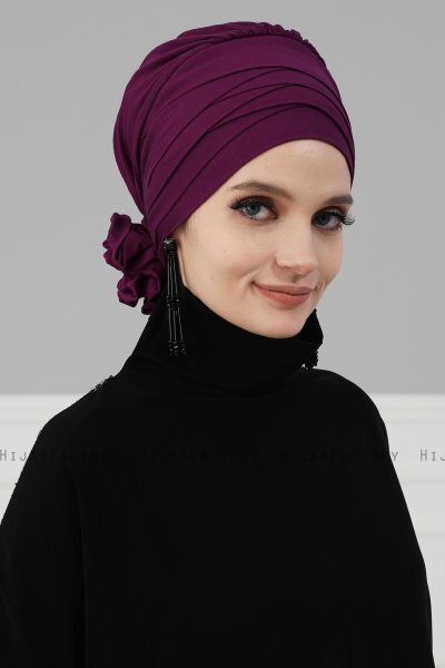Monica - Lila Baumwolle Turban - Ayse Turban