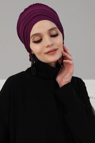 Monica - Lila Baumwolle Turban - Ayse Turban