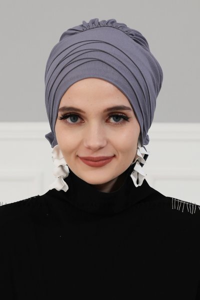 Monica - Grau Baumwolle Turban - Ayse Turban