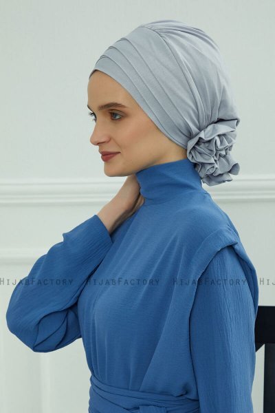 Monica - Hellgrau Baumwolle Turban