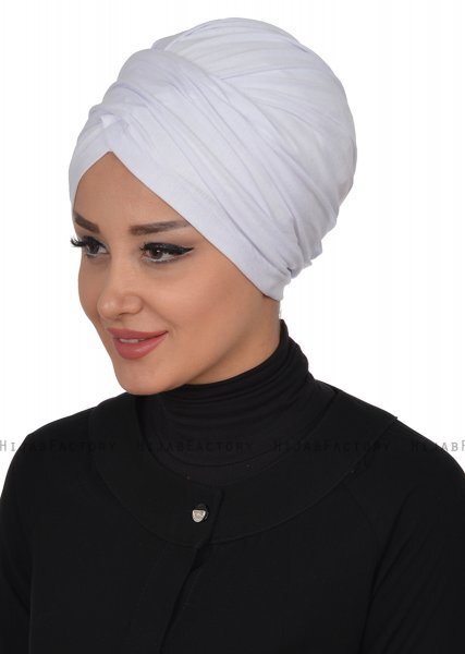 Fiona - Weiß Baumwolle Turban - Ayse Turban