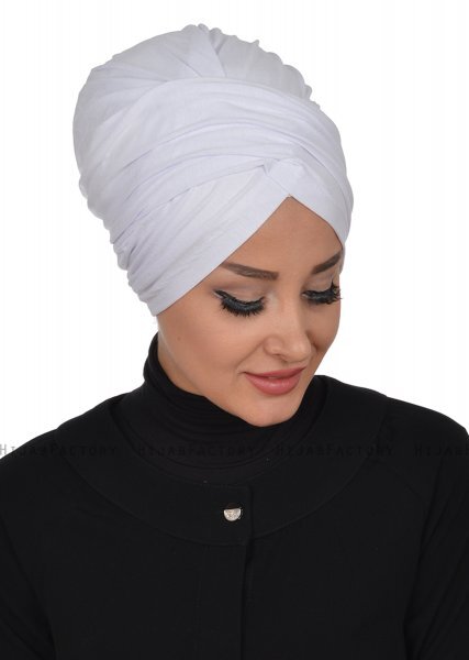 Fiona - Weiß Baumwolle Turban - Ayse Turban
