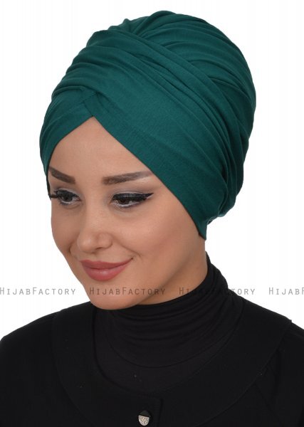 Fiona - Dunkelgrün Baumwolle Turban - Ayse Turban