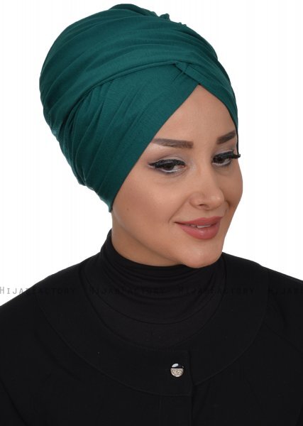 Fiona - Dunkelgrün Baumwolle Turban - Ayse Turban