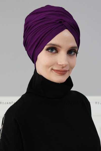 Fiona - Lila Baumwolle Turban - Ayse Turban