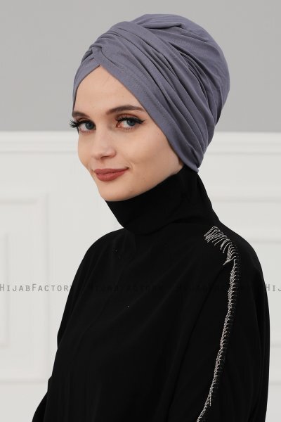 Fiona - Grau Baumwolle Turban - Ayse Turban