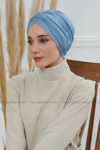 Fiona - Sky Blue Baumwolle Turban