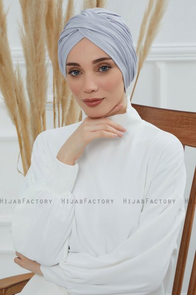 Fiona - Hellgrau Baumwolle Turban