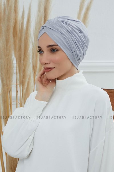Fiona - Hellgrau Baumwolle Turban