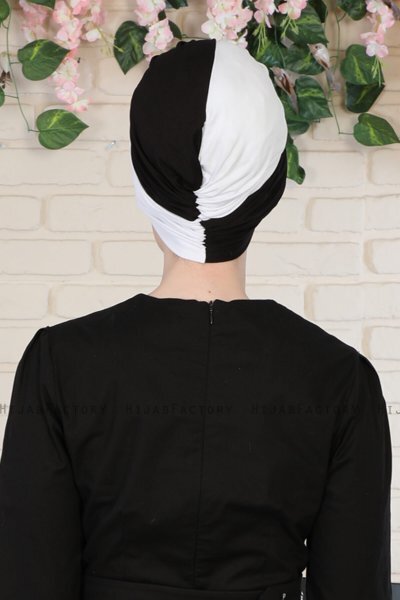 Fiona - Weiß & Schwarz Baumwolle Turban