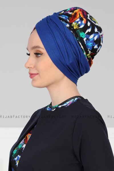 Fiona - Blau Baumwolle Turban