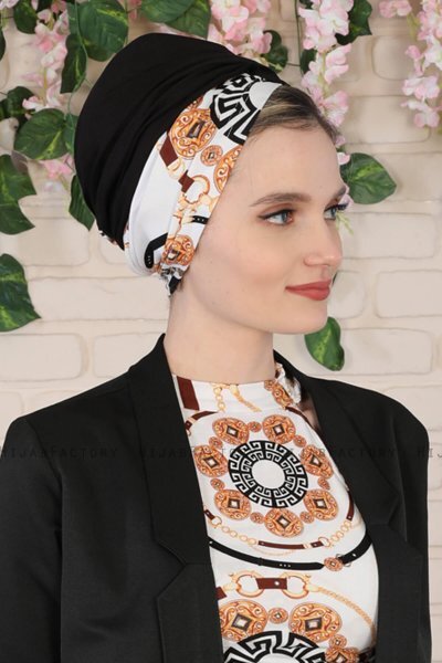 Fiona - Black Elegant Baumwolle Turban