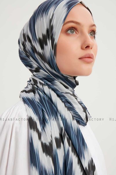 Tansu - Navy Blau Gemustert Hijab