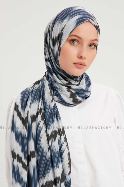 Tansu - Navy Blau Gemustert Hijab