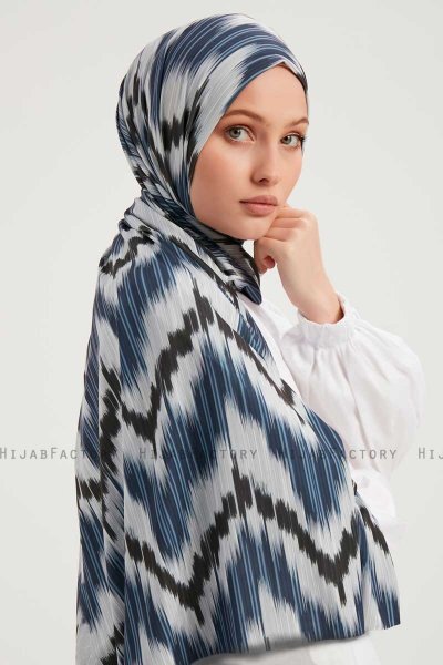 Tansu - Navy Blau Gemustert Hijab