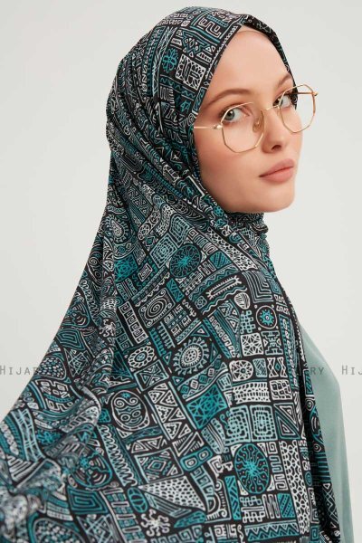 Gulya - Benzingrün Gemustert Hijab
