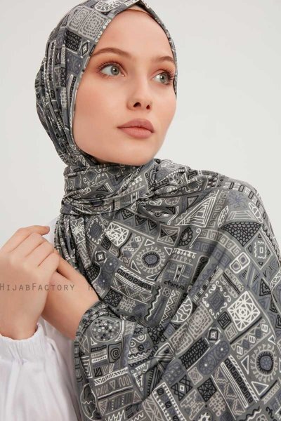 Gulya - Grau Gemustert Hijab