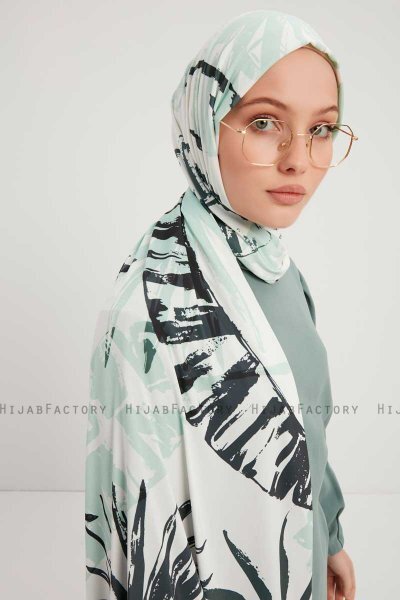 Ezmeray - Hellgrün Gemustert Hijab