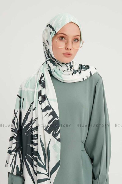 Ezmeray - Hellgrün Gemustert Hijab