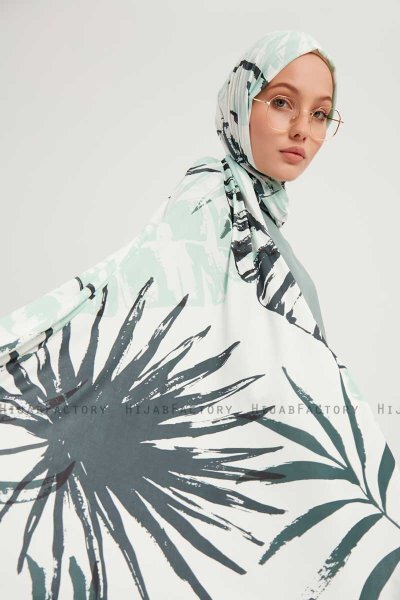 Ezmeray - Hellgrün Gemustert Hijab