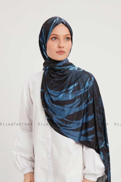 Ezmeray - Navy Blau Gemustert Hijab