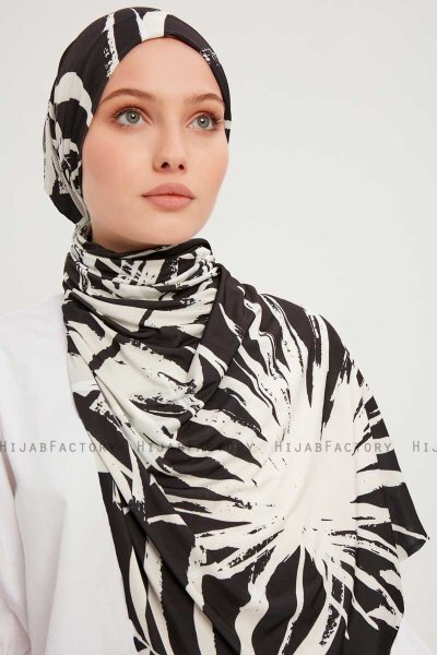 Ezmeray - Schwarz Gemustert Hijab