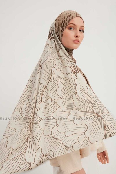 Fadime - Hellbraun Gemustert Hijab