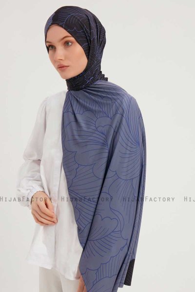 Fadime - Navy Blau Gemustert Hijab