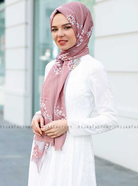 Abira - Dunkelrosa Gemustertes Hijab - Sal Evi