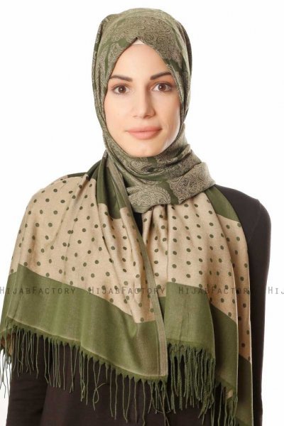 Alev - Khaki Gemustert Hijab