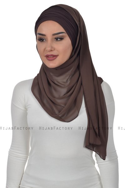 Alva - Braun Praktisch Hijab & Untertuch