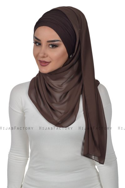 Alva - Braun Praktisch Hijab & Untertuch