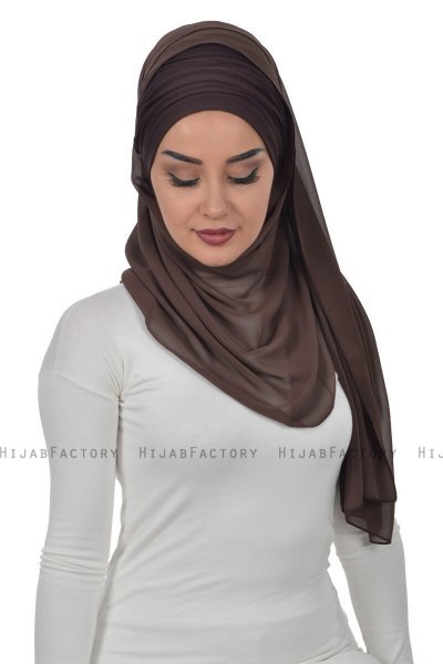 Alva - Braun Praktisch Hijab & Untertuch