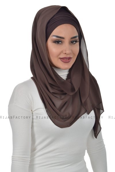 Alva - Braun Praktisch Hijab & Untertuch
