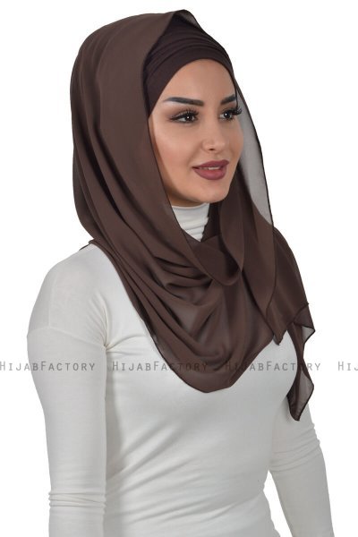 Alva - Braun Praktisch Hijab & Untertuch