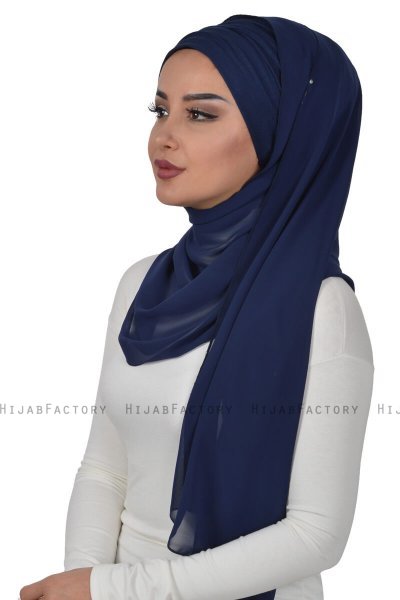 Alva - Navy Blau Praktisch Hijab & Untertuch