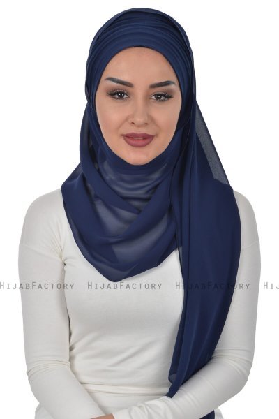 Alva - Navy Blau Praktisch Hijab & Untertuch