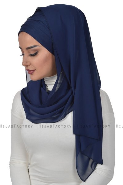Alva - Navy Blau Praktisch Hijab & Untertuch
