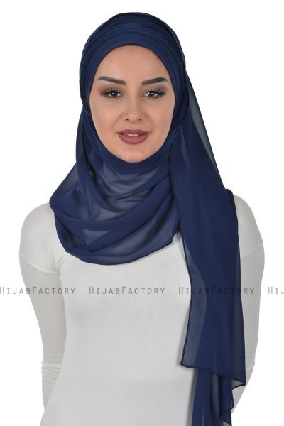 Alva - Navy Blau Praktisch Hijab & Untertuch