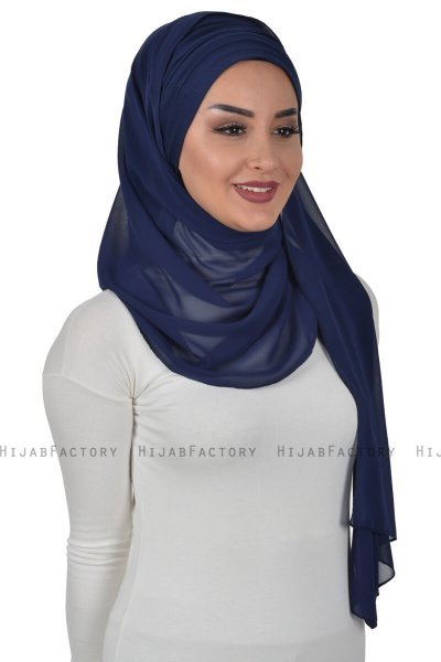 Alva - Navy Blau Praktisch Hijab & Untertuch